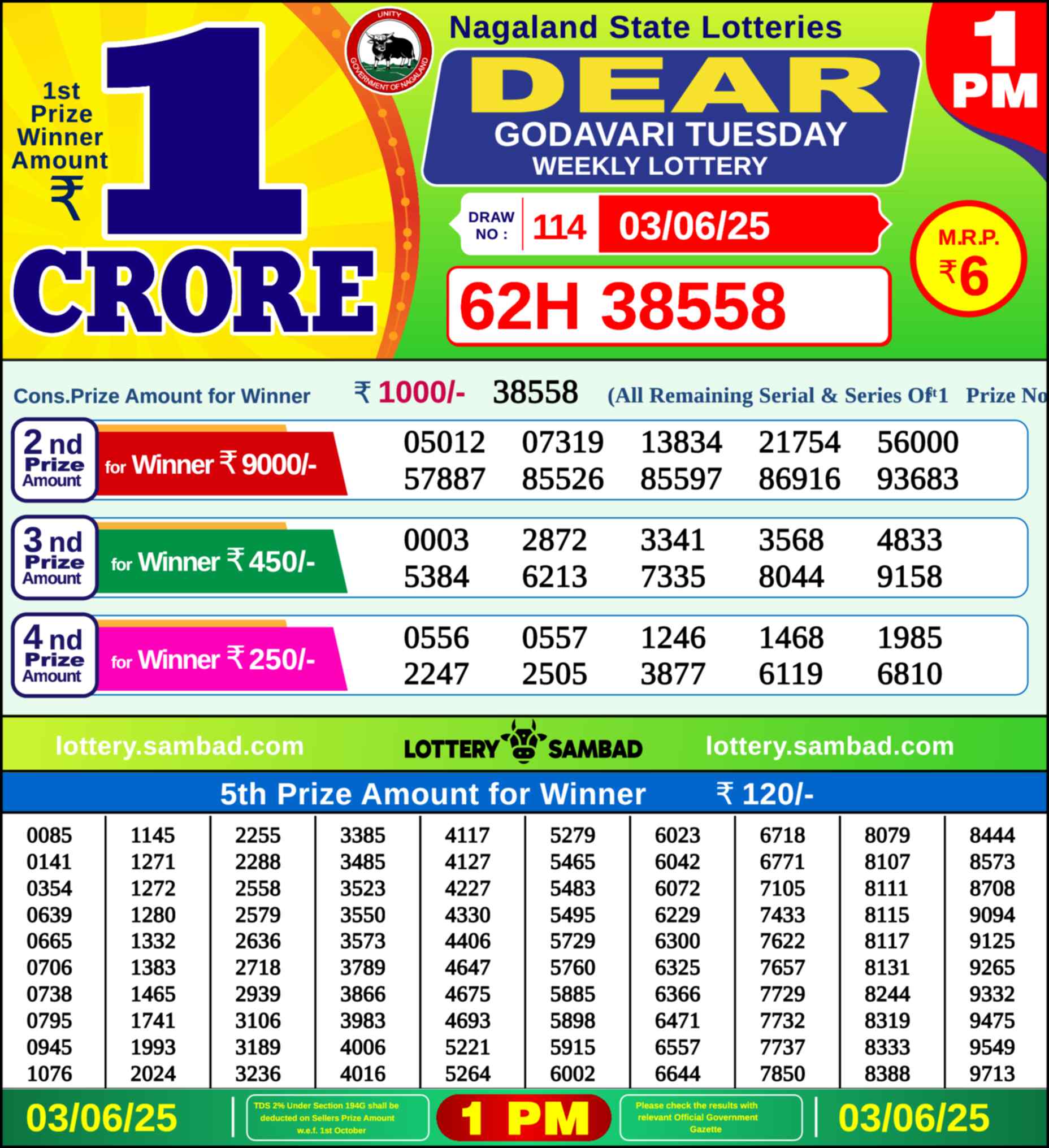 Lottery Sambad Result Today, June 03, 2025, 1 PM, 6 PM, 8 PM Draws, Live Updates, Winning Number