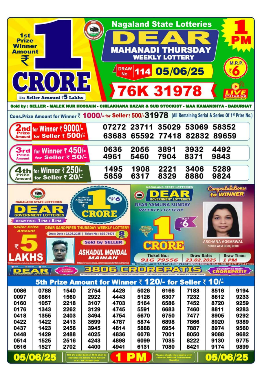 Lottery Sambad Result Today, June 04, 2025, 1 PM, 6 PM, 8 PM Draws, Live Updates, Winning Number