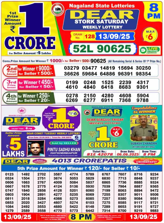 Lottery Sambad Result Today, September 13, 2025, 1 PM, 6 PM, 8 PM Draws, Live Updates, Winning Number